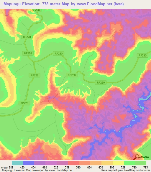 Mapungu,Congo (Kinshasa) Elevation Map