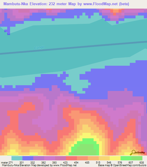 Mambutu-Nka,Congo (Kinshasa) Elevation Map