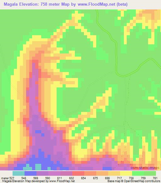Magala,Congo (Kinshasa) Elevation Map