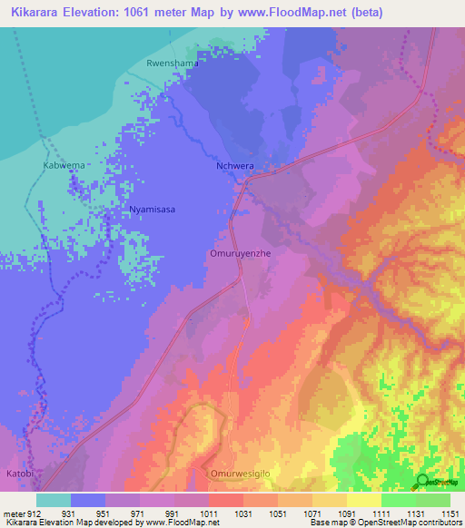 Kikarara,Uganda Elevation Map