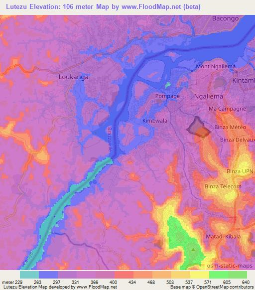 Lutezu,Congo (Kinshasa) Elevation Map