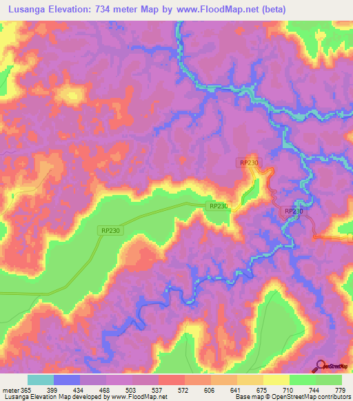 Lusanga,Congo (Kinshasa) Elevation Map