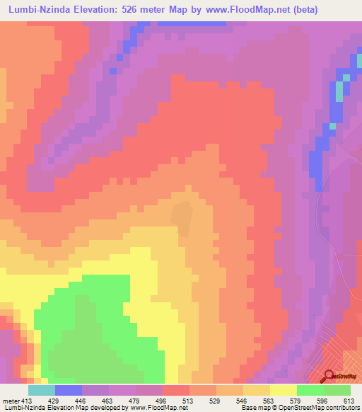 Lumbi-Nzinda,Congo (Kinshasa) Elevation Map