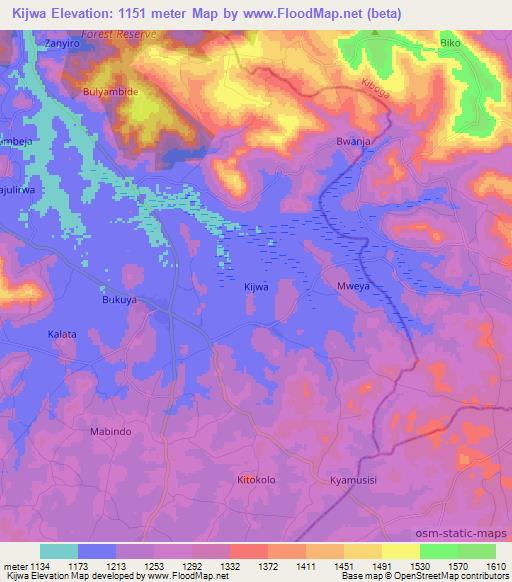 Kijwa,Uganda Elevation Map