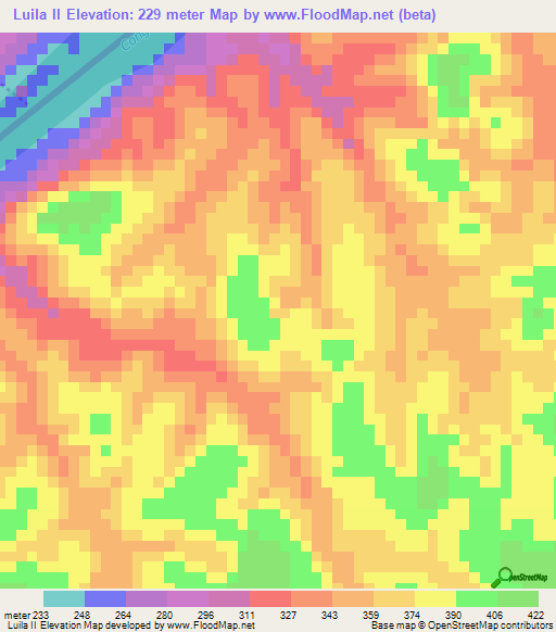 Luila II,Congo (Kinshasa) Elevation Map