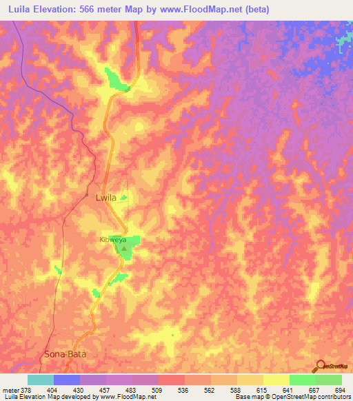 Luila,Congo (Kinshasa) Elevation Map