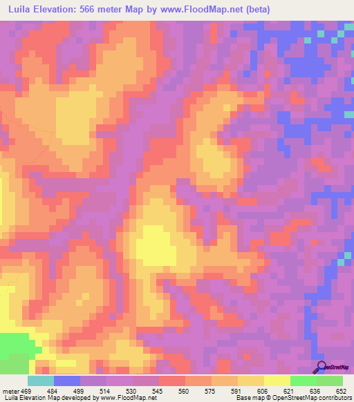 Luila,Congo (Kinshasa) Elevation Map