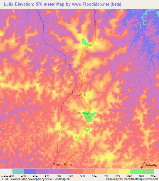 Luila,Congo (Kinshasa) Elevation Map