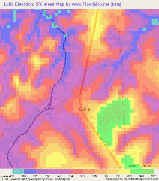 Luila,Congo (Kinshasa) Elevation Map