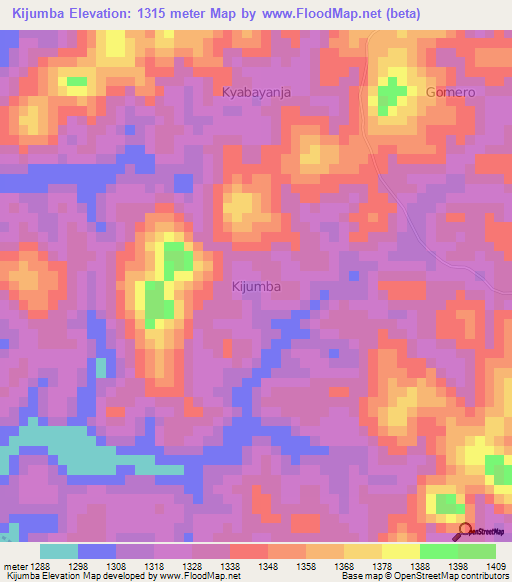 Kijumba,Uganda Elevation Map