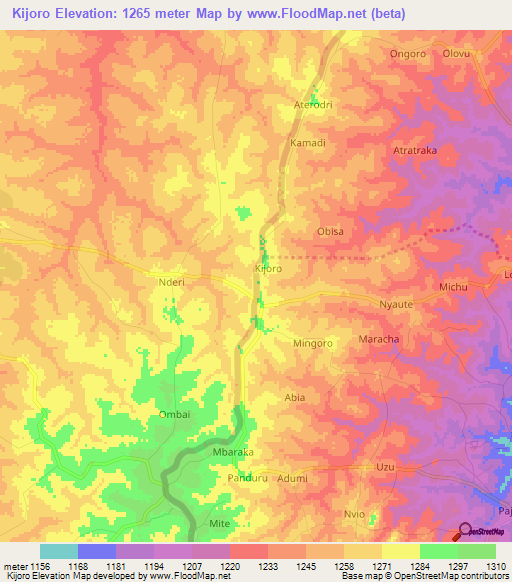 Kijoro,Uganda Elevation Map