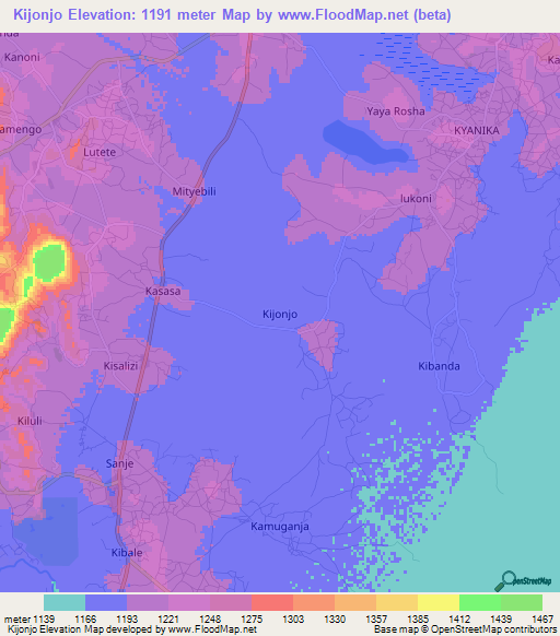 Kijonjo,Uganda Elevation Map