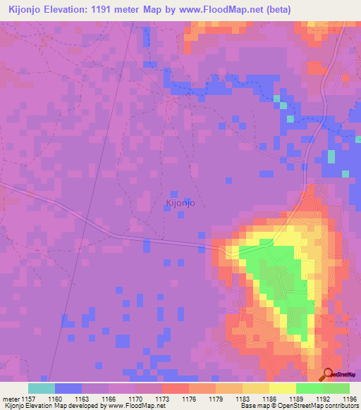 Kijonjo,Uganda Elevation Map