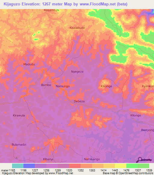 Kijaguzo,Uganda Elevation Map