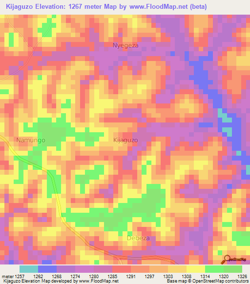 Kijaguzo,Uganda Elevation Map