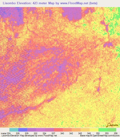 Lisombo,Congo (Kinshasa) Elevation Map