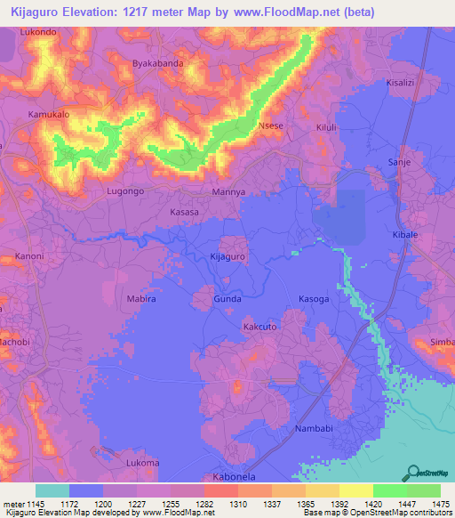 Kijaguro,Uganda Elevation Map