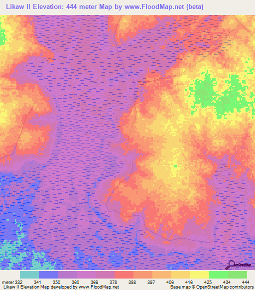 Likaw II,Congo (Kinshasa) Elevation Map