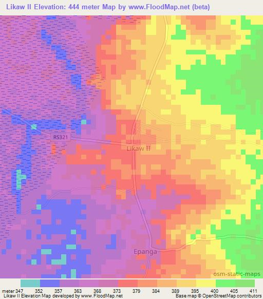 Likaw II,Congo (Kinshasa) Elevation Map