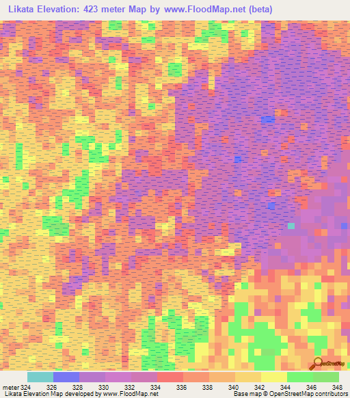 Likata,Congo (Kinshasa) Elevation Map