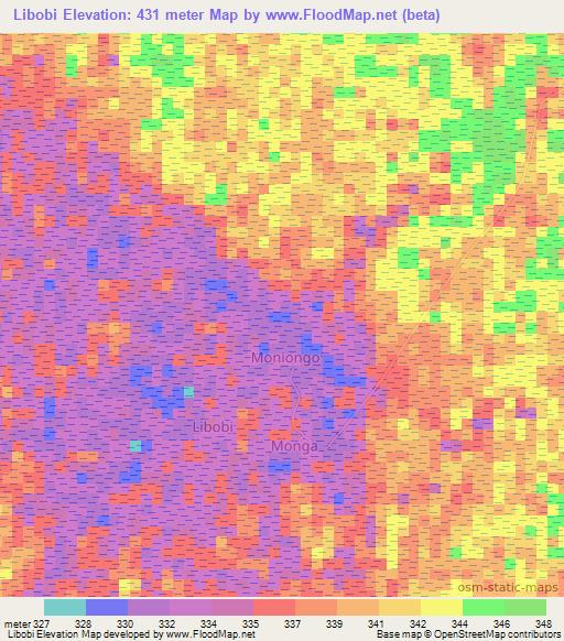 Libobi,Congo (Kinshasa) Elevation Map