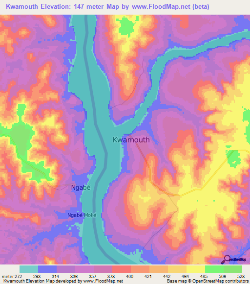 Kwamouth,Congo (Kinshasa) Elevation Map