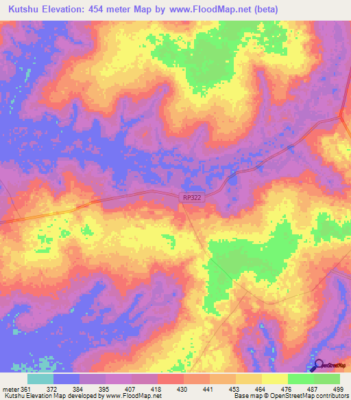 Kutshu,Congo (Kinshasa) Elevation Map