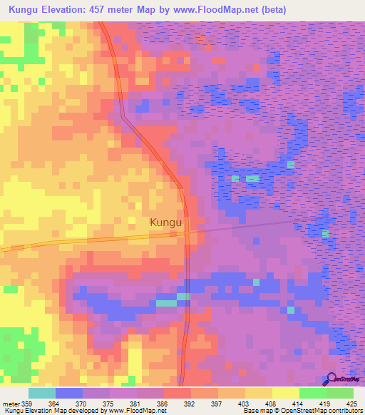 Kungu,Congo (Kinshasa) Elevation Map