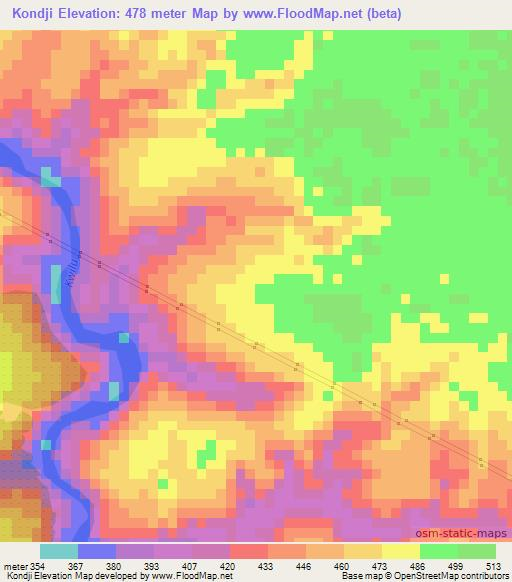 Kondji,Congo (Kinshasa) Elevation Map