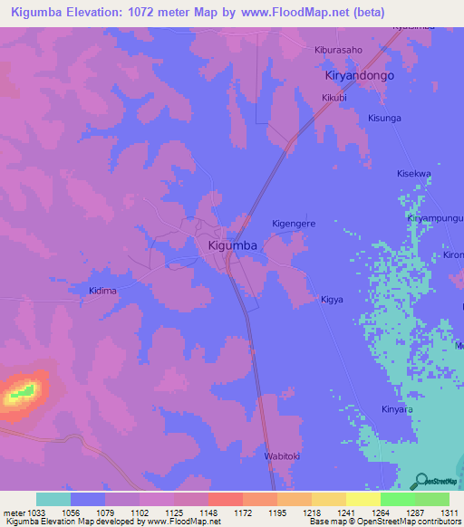 Kigumba,Uganda Elevation Map