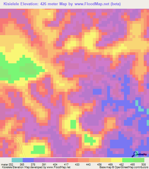Kisielele,Congo (Kinshasa) Elevation Map
