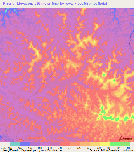 Kisengi,Congo (Kinshasa) Elevation Map