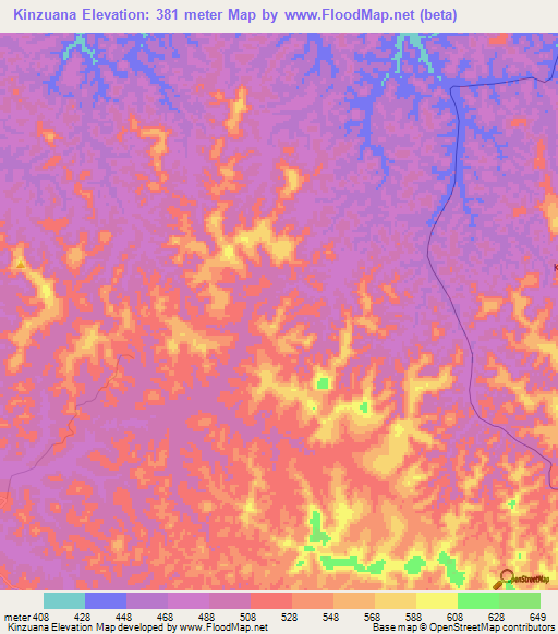 Kinzuana,Congo (Kinshasa) Elevation Map