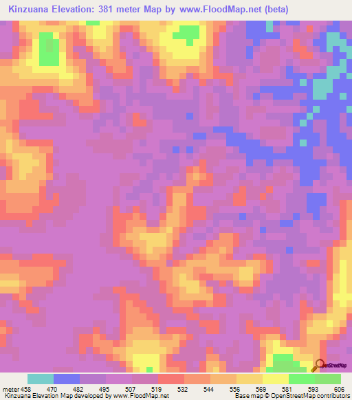 Kinzuana,Congo (Kinshasa) Elevation Map