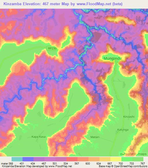 Kinzamba,Congo (Kinshasa) Elevation Map