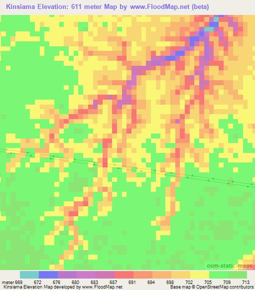 Kinsiama,Congo (Kinshasa) Elevation Map