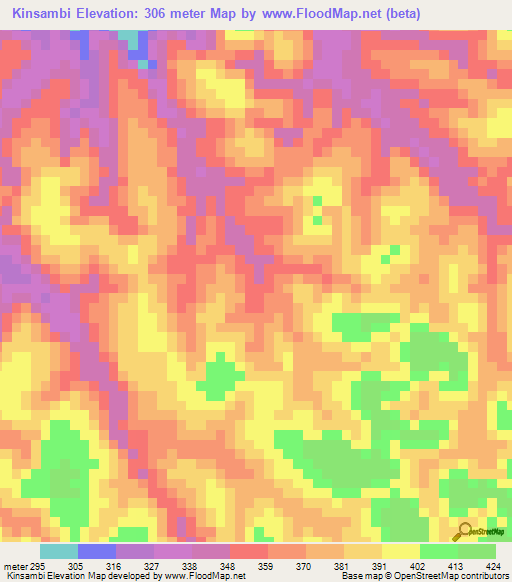 Kinsambi,Congo (Kinshasa) Elevation Map