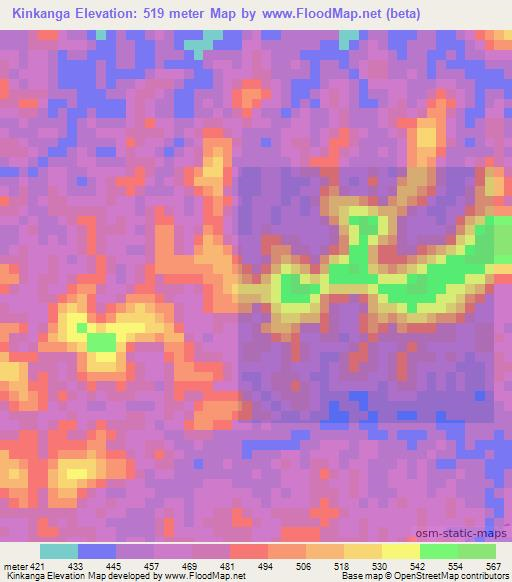 Kinkanga,Congo (Kinshasa) Elevation Map