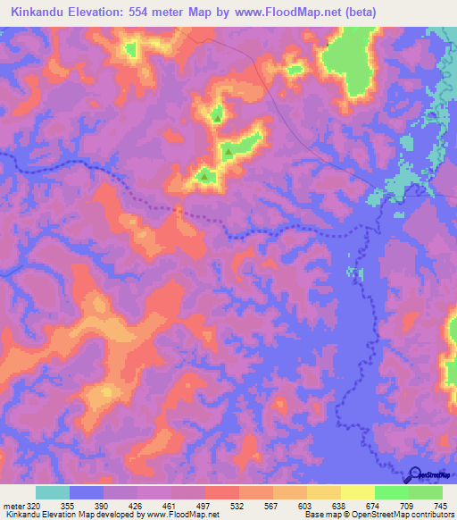 Kinkandu,Congo (Kinshasa) Elevation Map