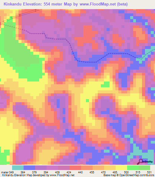 Kinkandu,Congo (Kinshasa) Elevation Map