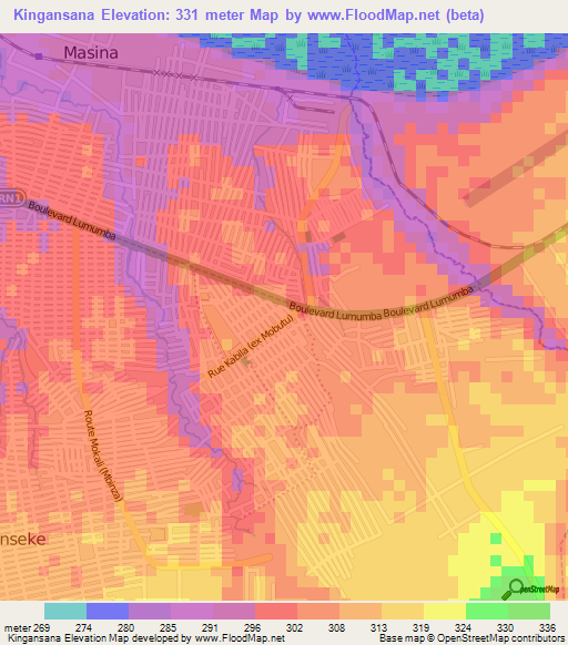 Kingansana,Congo (Kinshasa) Elevation Map