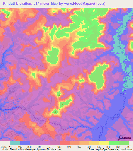 Kinduti,Congo (Kinshasa) Elevation Map