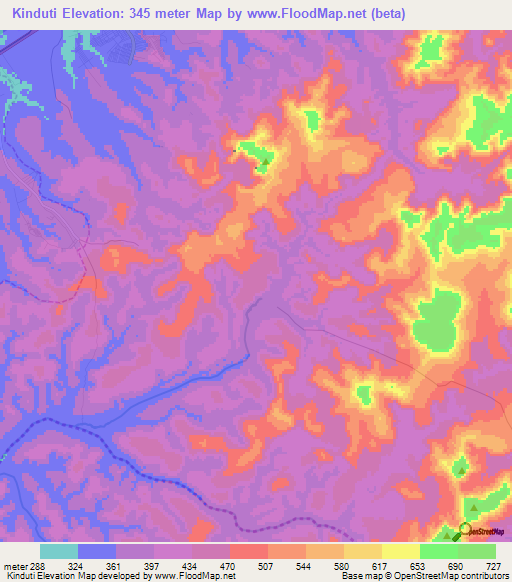 Kinduti,Congo (Kinshasa) Elevation Map