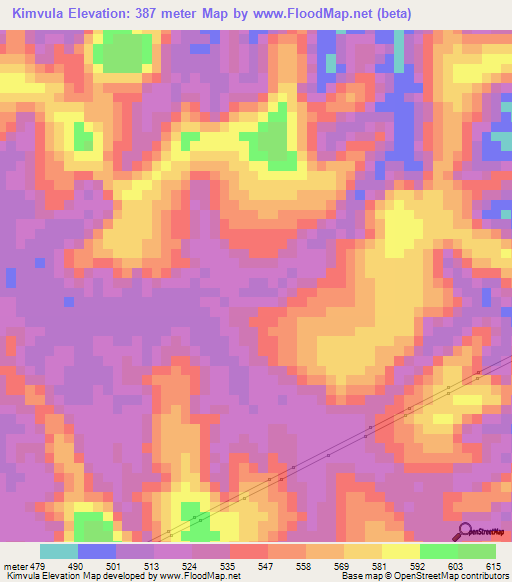 Kimvula,Congo (Kinshasa) Elevation Map