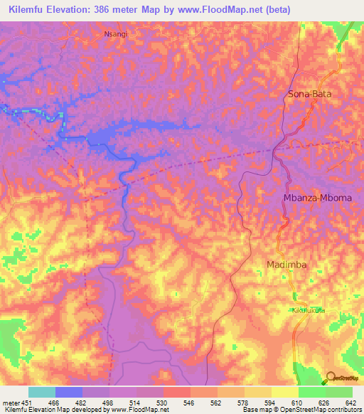Kilemfu,Congo (Kinshasa) Elevation Map