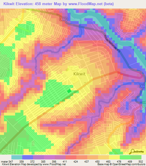Kikwit,Congo (Kinshasa) Elevation Map