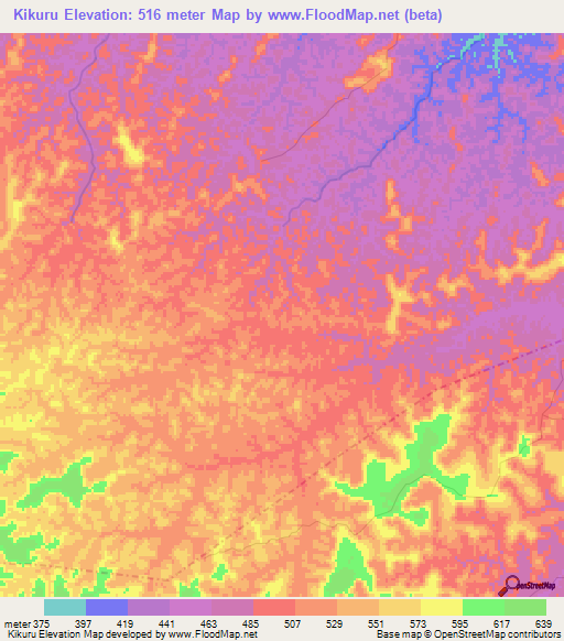 Kikuru,Congo (Kinshasa) Elevation Map