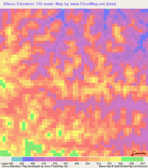 Kikuru,Congo (Kinshasa) Elevation Map