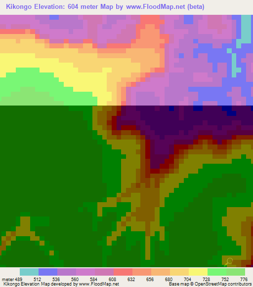 Kikongo,Congo (Kinshasa) Elevation Map