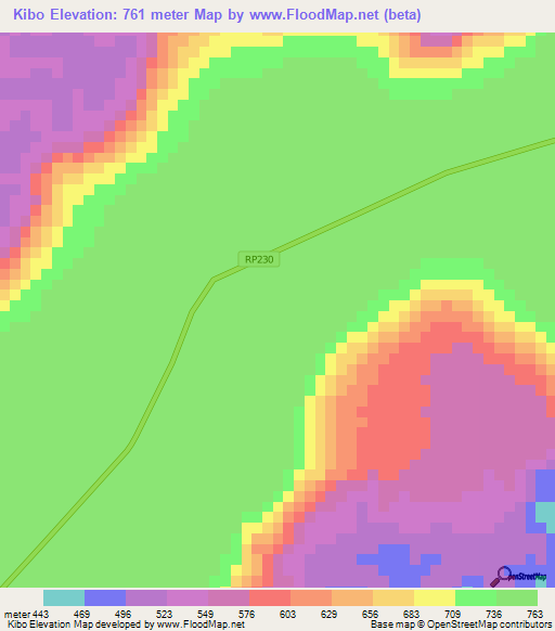 Kibo,Congo (Kinshasa) Elevation Map